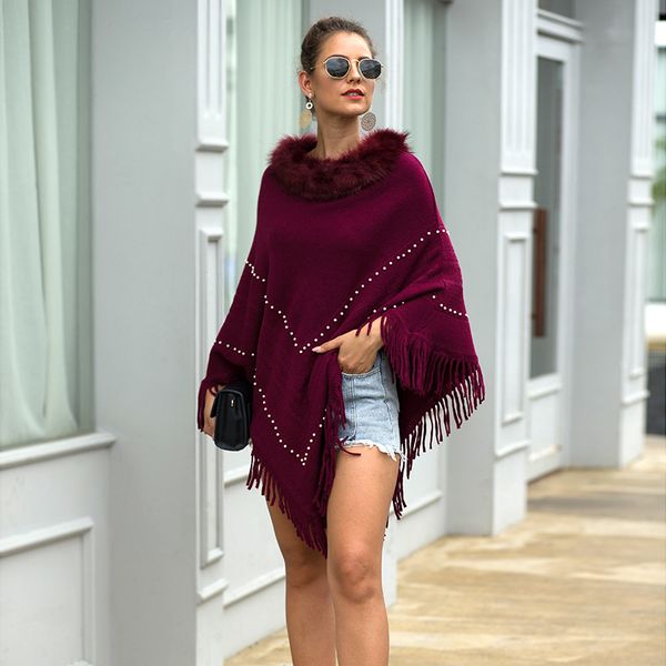 hee grand new sweaters 2019 faux fur collar pullovers autumn knitted outwears elegant beading cloaks purple tassel wraps wzl1511, Black
hee grand new sweaters 2019 faux fur collar pullovers autumn knitted outwears elegant beading cloaks purple tassel wraps wzl1511, Black