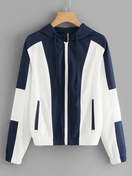 women spring autumn hooded baseball jacket windbreaker jacket women coat patchwork tone splice zipper pockets, Black;brown
women spring autumn hooded baseball jacket windbreaker jacket women coat patchwork tone splice zipper pockets, Black;brown