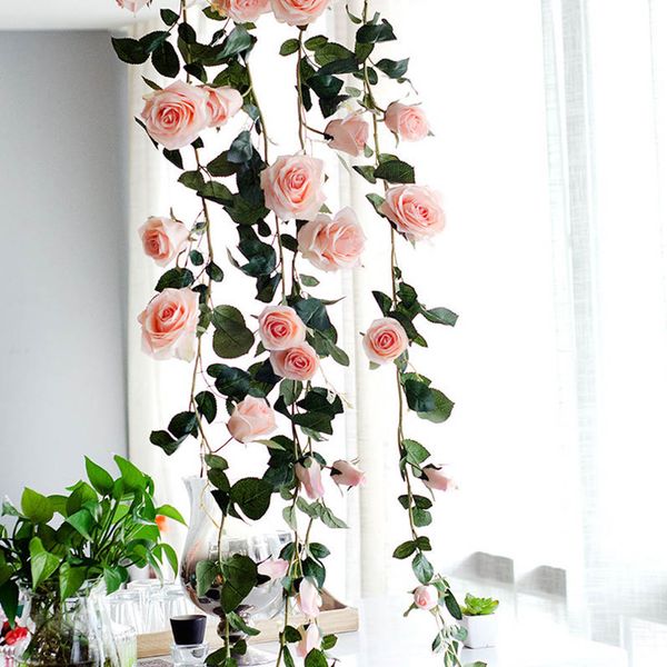 1.8m artificial rose vines fake silk flowers garlands hanging rose wedding backdrop home office arch decoration
1.8m artificial rose vines fake silk flowers garlands hanging rose wedding backdrop home office arch decoration