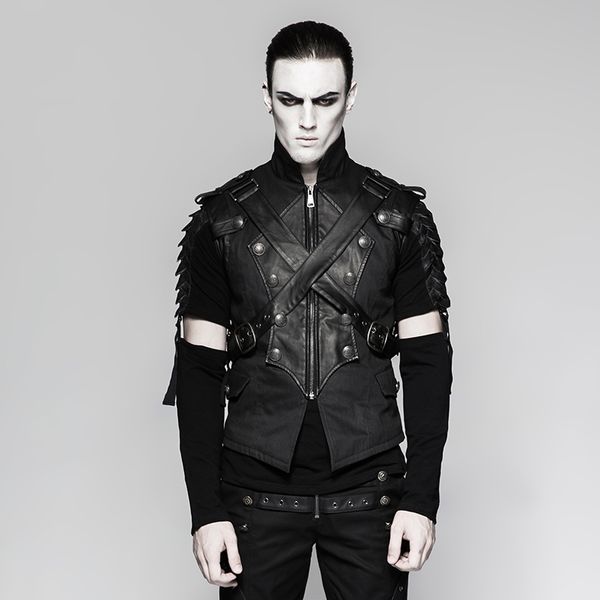 punkrave men's uniform cross belt vest retro handsome sleeveless stand collar waistcoat, Black;white
punkrave men's uniform cross belt vest retro handsome sleeveless stand collar waistcoat, Black;white