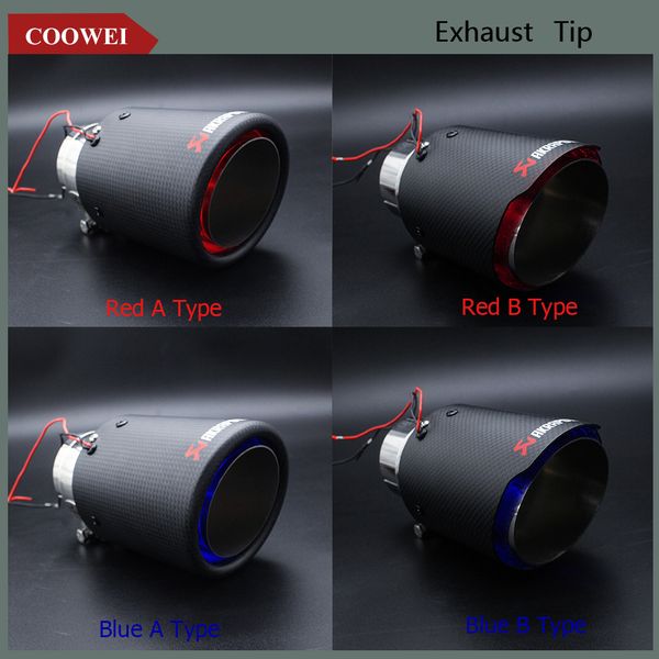 1pcs carbon fiber exhaust tip akrapovic muffler pipe with red/blue led decorate light 60mm-89mm
1pcs carbon fiber exhaust tip akrapovic muffler pipe with red/blue led decorate light 60mm-89mm
