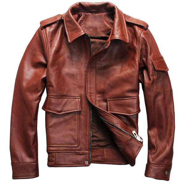 read the description men's genuine cow leather jacket vintage genuine cowhide leather g1 jacket s1441, Black
read the description men's genuine cow leather jacket vintage genuine cowhide leather g1 jacket s1441, Black