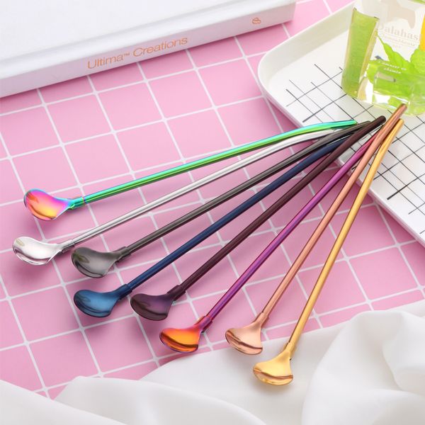 8 colors stainless steel long metal drinking straw spoon with cleaning brush coffee bar kitchen party drink accessories
8 colors stainless steel long metal drinking straw spoon with cleaning brush coffee bar kitchen party drink accessories