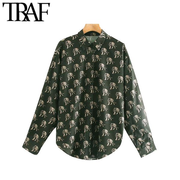 traf women vintage stylish tiger print loose blouses fashion lapel collar long sleeve office wear female shirts blusas chic, White
traf women vintage stylish tiger print loose blouses fashion lapel collar long sleeve office wear female shirts blusas chic, White