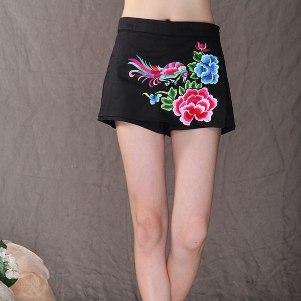 women's summer shorts national wind embroidered skirt shorts features chinese wind skirt casual vestidos, White;black
women's summer shorts national wind embroidered skirt shorts features chinese wind skirt casual vestidos, White;black