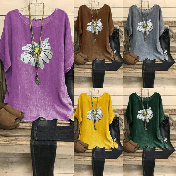 womens blouse shirts oversized daisy pullover ladies summer cotton linen blouse shirts 2020 new women's t-shirt -5xl 5 color, White
womens blouse shirts oversized daisy pullover ladies summer cotton linen blouse shirts 2020 new women's t-shirt -5xl 5 color, White