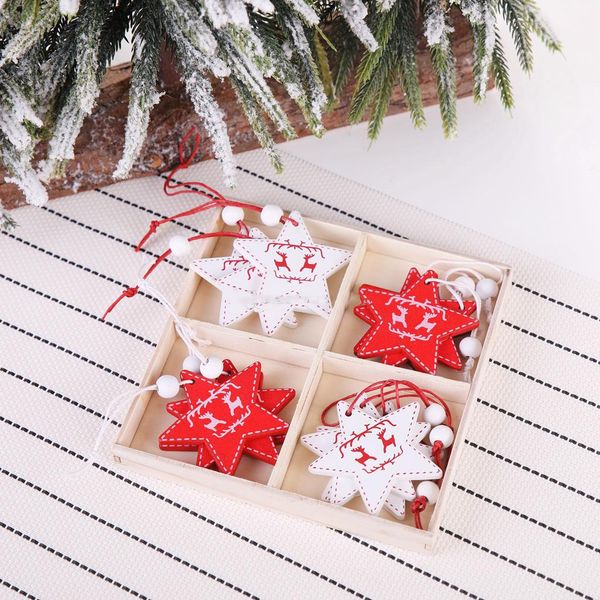 12pcs/lot white red wood christmas tree ornament wooden hanging pendants angel snow bell elk star christmas decorations for home an2792
12pcs/lot white red wood christmas tree ornament wooden hanging pendants angel snow bell elk star christmas decorations for home an2792