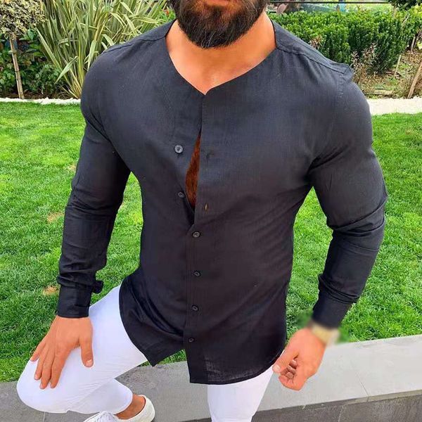 men's male shirts beach summer crew neck casual fashion button-down oversize sports long sleeve, White;black
men's male shirts beach summer crew neck casual fashion button-down oversize sports long sleeve, White;black