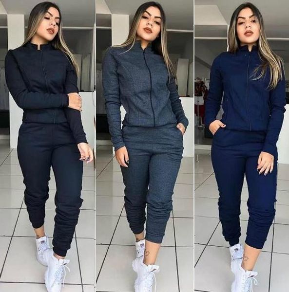 womens designer solid color tracksuits casual stand collar zipper fly long sleeve long pants womens clothing, Gray
womens designer solid color tracksuits casual stand collar zipper fly long sleeve long pants womens clothing, Gray