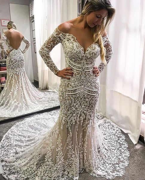2019 backless long sleeve boho mermaid wedding dress lace applique bridal gowns bohemian plus size, White
2019 backless long sleeve boho mermaid wedding dress lace applique bridal gowns bohemian plus size, White
