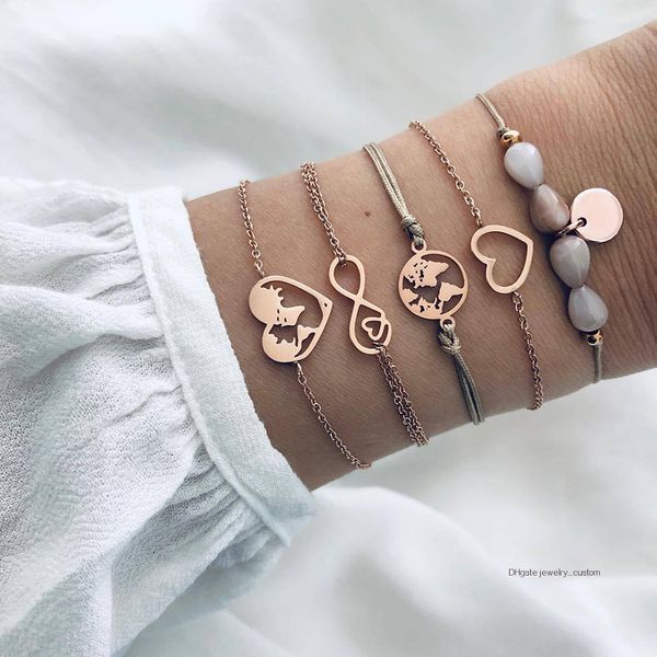 5 pcs/set women classic heart map lucky 8 beads leather gold bracelet set beach fashion jewelry accessories valentine gifts, Golden;silver
5 pcs/set women classic heart map lucky 8 beads leather gold bracelet set beach fashion jewelry accessories valentine gifts, Golden;silver
