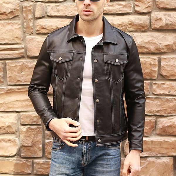 men casual genuine leather coat real leather jacket slim lapel black pocket sheep jacket aviation clothes
men casual genuine leather coat real leather jacket slim lapel black pocket sheep jacket aviation clothes