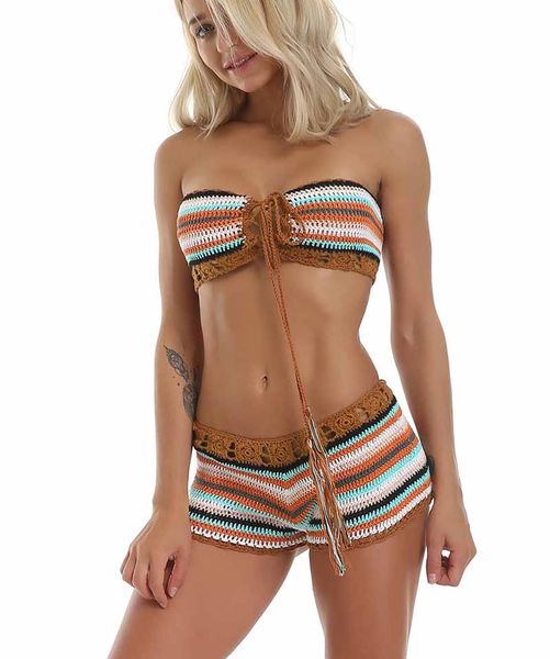 rainbow striped crochet set women summer swimwear handmade beachwear boho hollow out bathing suits bandage new, White
rainbow striped crochet set women summer swimwear handmade beachwear boho hollow out bathing suits bandage new, White