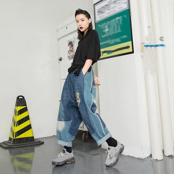 spring summer high waist loose jeans women big size holes trousers streetwear fashion patchwork wide leg denim pants, Blue
spring summer high waist loose jeans women big size holes trousers streetwear fashion patchwork wide leg denim pants, Blue