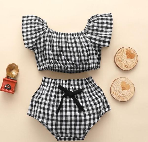 children plaid two-piece outfit boys short sleeve crop elastic waistband bow shorts set, White
children plaid two-piece outfit boys short sleeve crop elastic waistband bow shorts set, White