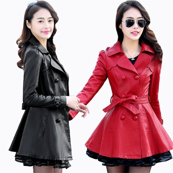spring and autumn new pu leather lace stitching large size slim slimming pu leather skirt swing windbreaker jacket, Black
spring and autumn new pu leather lace stitching large size slim slimming pu leather skirt swing windbreaker jacket, Black