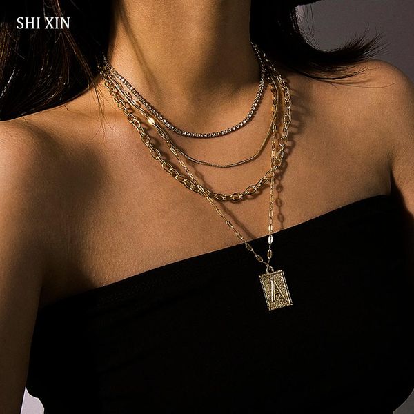 shixin layered crystal chain necklace for women letter a square pendant necklace gold/silver rhinestone necklaces female fashion
shixin layered crystal chain necklace for women letter a square pendant necklace gold/silver rhinestone necklaces female fashion