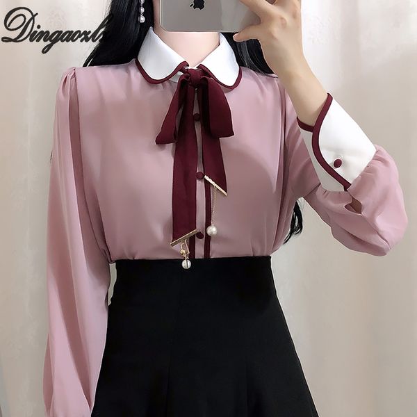 dingaozlz 2019 новый шить шифон блузки корейских женщин случайных одежды топы моды длинным рукавом шифон рубашку, White 
dingaozlz 2019 новый шить шифон блузки корейских женщин случайных одежды топы моды длинным рукавом шифон рубашку, White