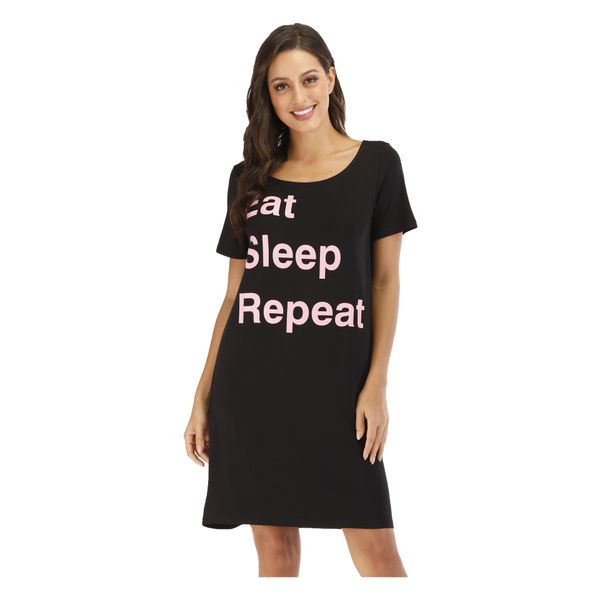 summer womens alphabet print nightdress short sleeve crew neck tshirt dress female outer wear casual clothes, Black;red
summer womens alphabet print nightdress short sleeve crew neck tshirt dress female outer wear casual clothes, Black;red