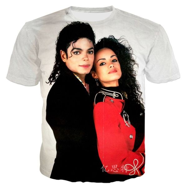 michael jackson 3d digital print t-shirt, White;black