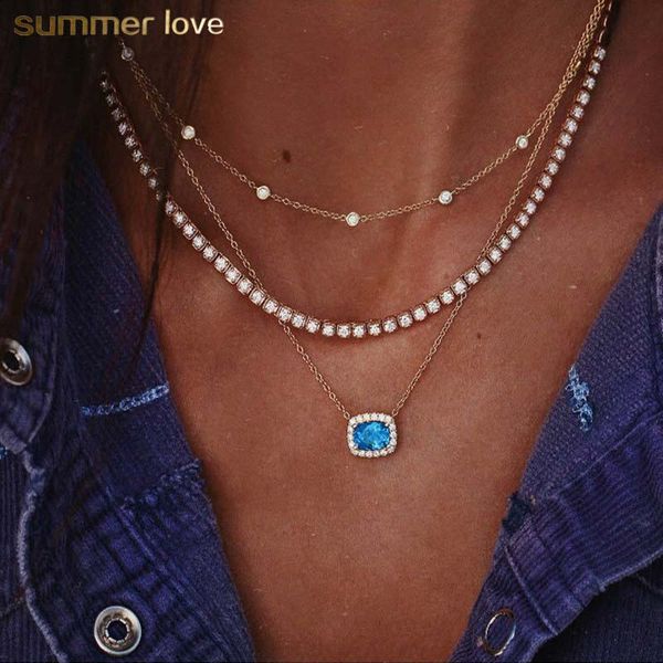 elegant multilayer geometric blue clear crystal pendant choker necklace for women trendy jewelry gift 2019, Silver
elegant multilayer geometric blue clear crystal pendant choker necklace for women trendy jewelry gift 2019, Silver