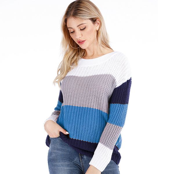 new striped pullover women's loose plus size rainbow sweater luxury for women's off the shoulder sweater casual knitted loose, White;black
new striped pullover women's loose plus size rainbow sweater luxury for women's off the shoulder sweater casual knitted loose, White;black