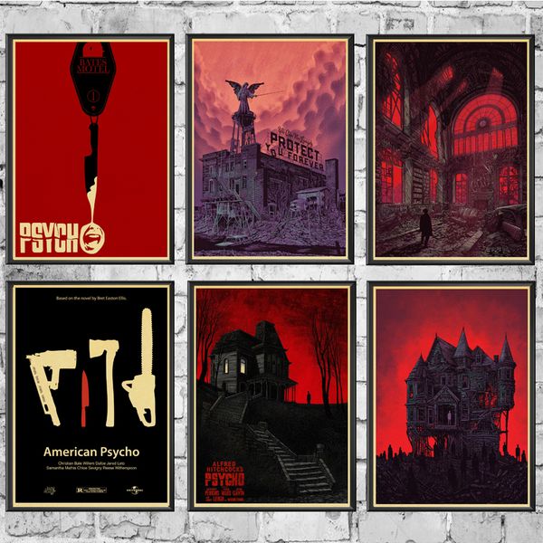 horror movie alfred hitchcock's psycho horror film retro poster home decoration kraft poster painting wall stickers
horror movie alfred hitchcock's psycho horror film retro poster home decoration kraft poster painting wall stickers