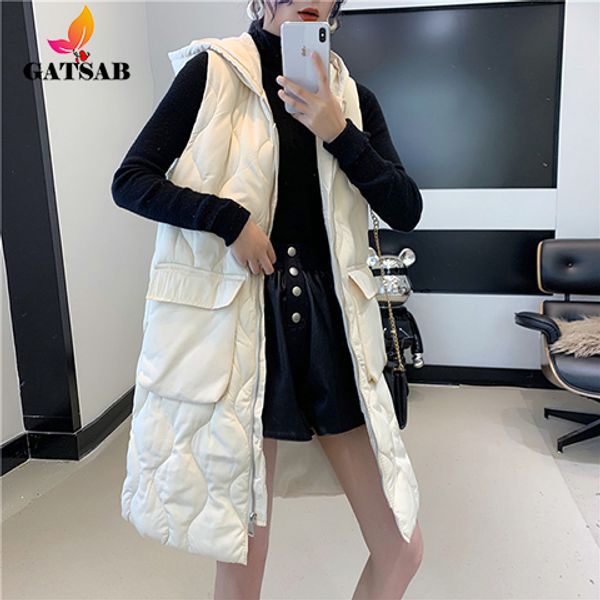 long section hooded vest autumn and winter new women's korean version of the wild slim diamond shaped sleeveless cotton vest, Black;white
long section hooded vest autumn and winter new women's korean version of the wild slim diamond shaped sleeveless cotton vest, Black;white