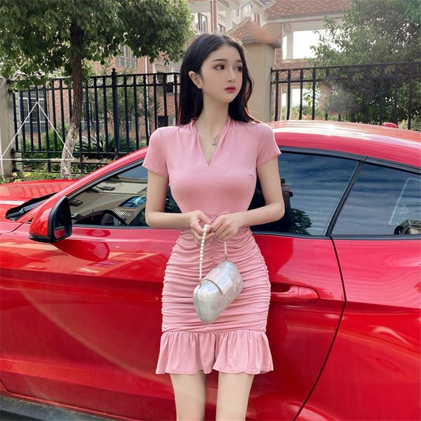 casual dresses real s 2021 summer wild short-sleeved v-neck ruffled fishtail dress retro elegant fashion slim, Black;gray
casual dresses real s 2021 summer wild short-sleeved v-neck ruffled fishtail dress retro elegant fashion slim, Black;gray