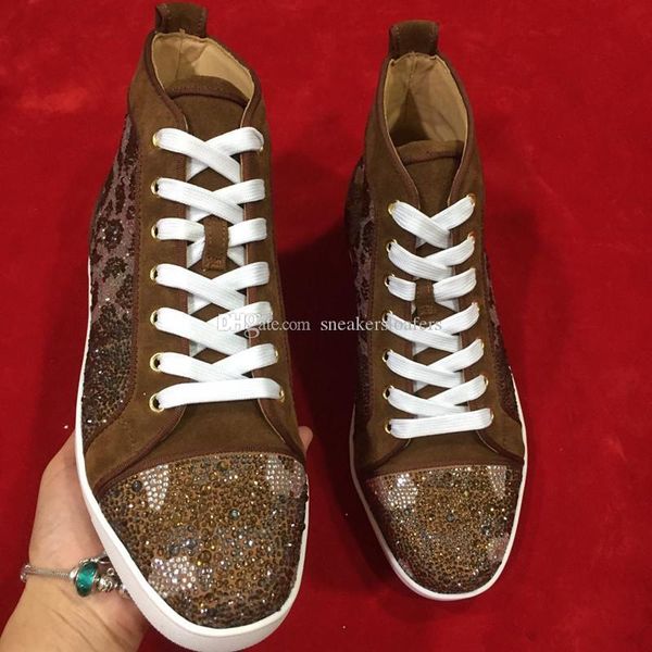 gold suede rhinestone strass casual women,men high red bottom sneakers shoes red sole boot zapatos hombre, Black
gold suede rhinestone strass casual women,men high red bottom sneakers shoes red sole boot zapatos hombre, Black