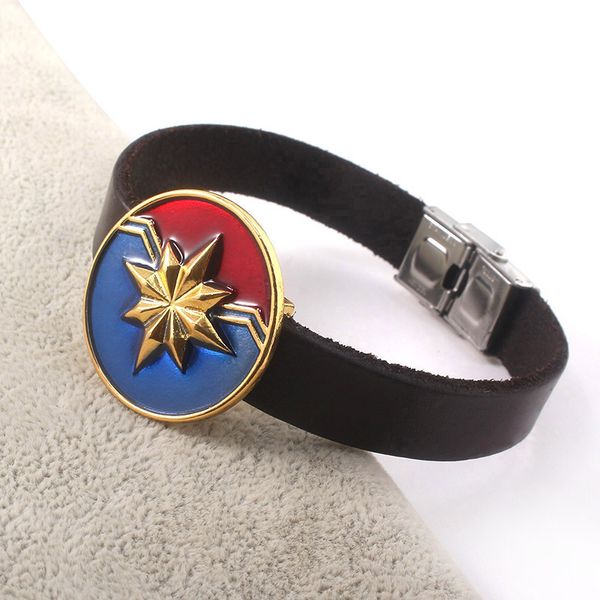 marvel captain bracelets carol danvers logo pendant bangle with leather chain for movie fans jewelry gift, Black
marvel captain bracelets carol danvers logo pendant bangle with leather chain for movie fans jewelry gift, Black