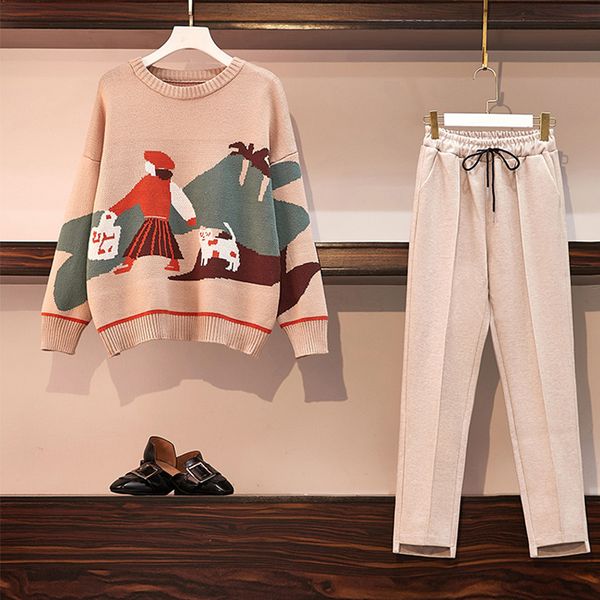 autumn winter women warm tracksuit casual two piece matching set outfit o neck loose knit sweater and wool slim harem pant suits, White
autumn winter women warm tracksuit casual two piece matching set outfit o neck loose knit sweater and wool slim harem pant suits, White
