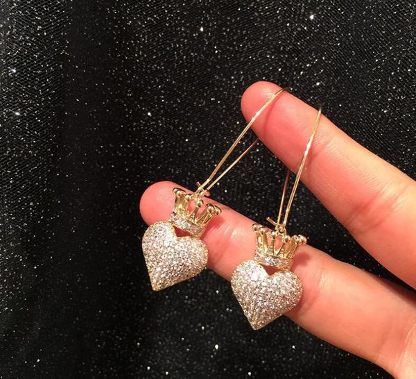 fashion crown love women earrings long fringe zircon sweet heart shiny rhinestone lady ear accessories, Silver
fashion crown love women earrings long fringe zircon sweet heart shiny rhinestone lady ear accessories, Silver