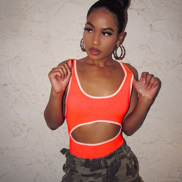 2019 panelled color cut hollow out sleeveless beach vacation bodysuits rompers women backless fluorescent color outfits, Black;white
2019 panelled color cut hollow out sleeveless beach vacation bodysuits rompers women backless fluorescent color outfits, Black;white