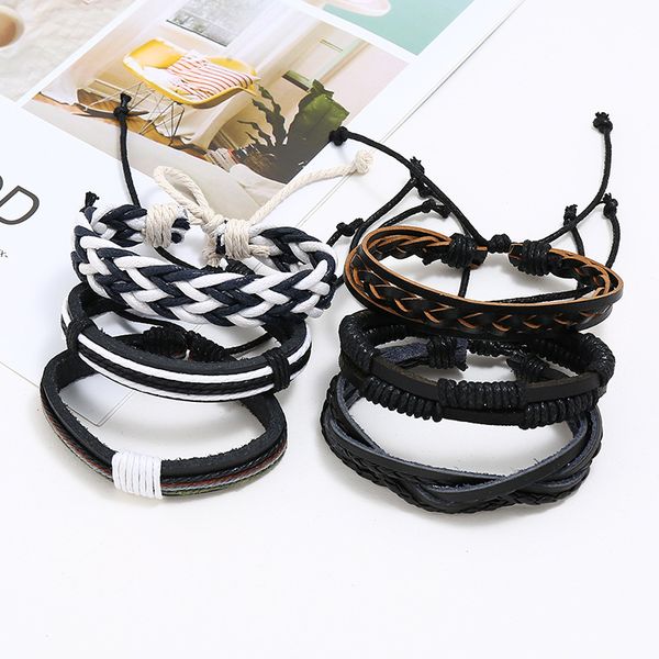 six-piece european and american men's leather bracelet simple vintage hand-woven adjustable jewelry fashion student accessories, Golden;silver
six-piece european and american men's leather bracelet simple vintage hand-woven adjustable jewelry fashion student accessories, Golden;silver