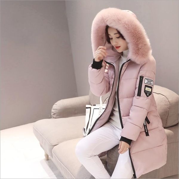 2018 winter new ladies thick cotton jacket coat cotton large feather collar hooded epaulettes solid color zipper long jacket, Black
2018 winter new ladies thick cotton jacket coat cotton large feather collar hooded epaulettes solid color zipper long jacket, Black