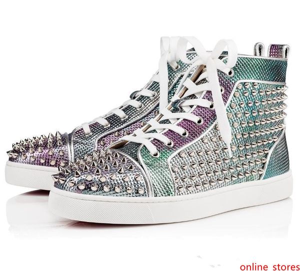 fashion brand black and white striped patent leather high-red bottom sneakersh studs spikes trainers men s red sole ing
fashion brand black and white striped patent leather high-red bottom sneakersh studs spikes trainers men s red sole ing