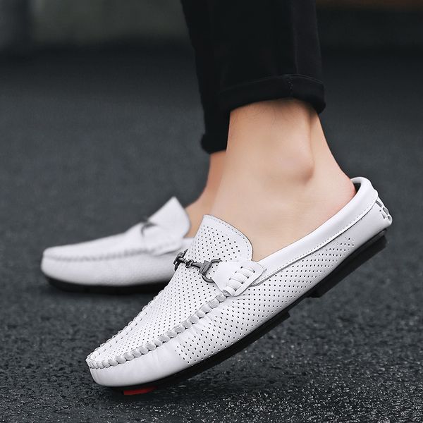 buty zapatos para hombre casual slip-on leather leather scarpe uomo, Black
