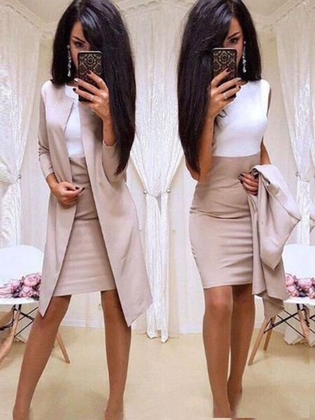 office lady formal dress 2019 new suits business wear women long blazer jacket sheath dress 2 piece women's sets, White
office lady formal dress 2019 new suits business wear women long blazer jacket sheath dress 2 piece women's sets, White