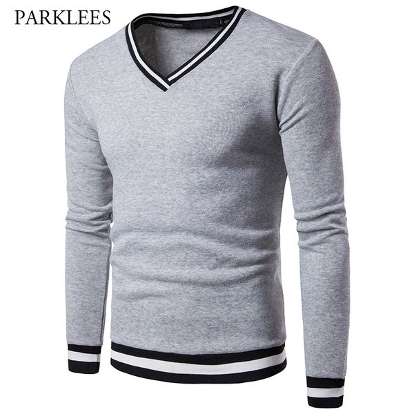 brand v neck sweatshirt men 2017 autumn fashion rib-knit cuff neck design mens sweatshirts casual slim fit homens moletom 2xl, Black
brand v neck sweatshirt men 2017 autumn fashion rib-knit cuff neck design mens sweatshirts casual slim fit homens moletom 2xl, Black