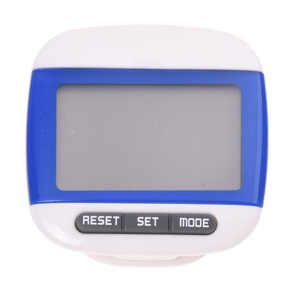 new multi-function pedometer distance calorie counter 5 steps buffer error correction large lcd display with belt,blue