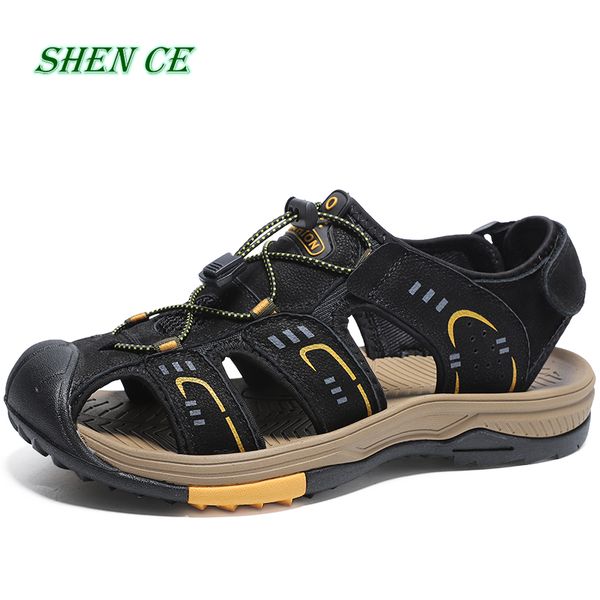 shen ce fashion genuine leather men sandals summer shoes lightweight comfort men beach sandals leather shoes plus size 46, Black
shen ce fashion genuine leather men sandals summer shoes lightweight comfort men beach sandals leather shoes plus size 46, Black