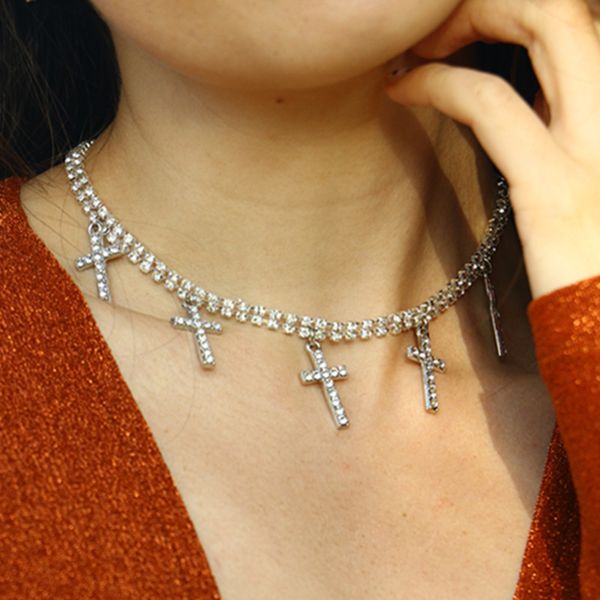 fashion cross pendant necklace women o-chain rhinestone hip hop sweet women's pendant necklace punk gift nightclub, Silver
fashion cross pendant necklace women o-chain rhinestone hip hop sweet women's pendant necklace punk gift nightclub, Silver