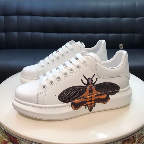 new brand classic designer men fashion real leather low sports sneakers flat bee shoes 38-45 with box, Black