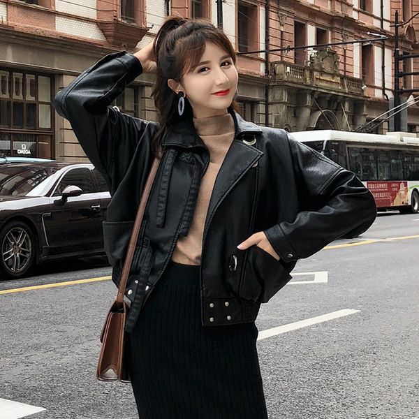 faux женщин кожаная куртка batwing рукавом vintage biker coat короткая молния мотор pu red jacket spring street кожаное пальто, Black
faux женщин кожаная куртка batwing рукавом vintage biker coat короткая молния мотор pu red jacket spring street кожаное пальто, Black