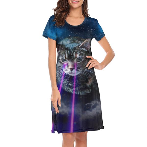 nighties for women cats and lasers - 2018 funny printing cool cute short sleeve nightdress sloth cat triangle pizza one blue white taco, Black;red
nighties for women cats and lasers - 2018 funny printing cool cute short sleeve nightdress sloth cat triangle pizza one blue white taco, Black;red