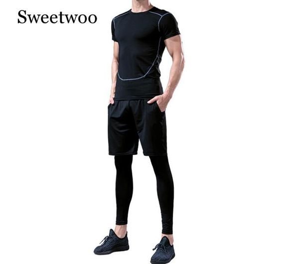 running sets gym tights sports men's compression sportswear suits training clothes workout jogging clothing tracksuit dry, Black;blue
running sets gym tights sports men's compression sportswear suits training clothes workout jogging clothing tracksuit dry, Black;blue