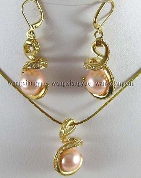 12mm pink south sea shell pearl earrings & necklace pendant set >>*watch wholesale quartz stone cz crysta, Silver
12mm pink south sea shell pearl earrings & necklace pendant set >>*watch wholesale quartz stone cz crysta, Silver