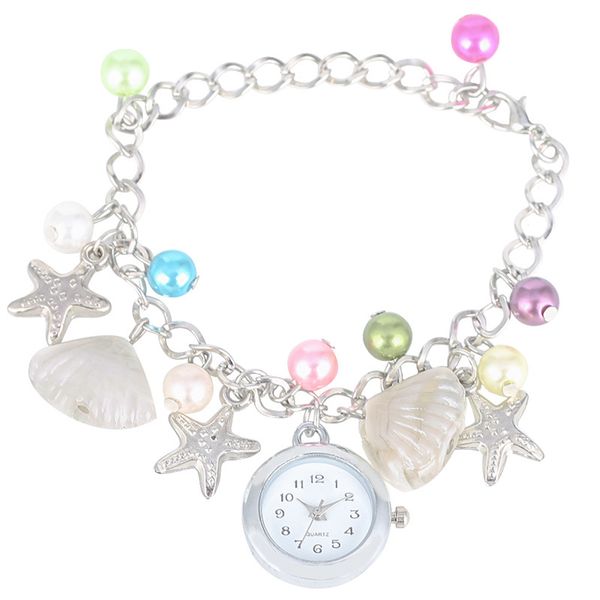 exquisite quartz watch women bracelet elegant beach style wristwatch colorful starfish shell glass beads ornaments bangle watch, Slivery;brown
exquisite quartz watch women bracelet elegant beach style wristwatch colorful starfish shell glass beads ornaments bangle watch, Slivery;brown