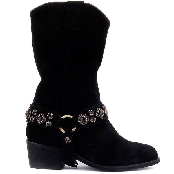 sail lakers-black suede zipperless women long boots